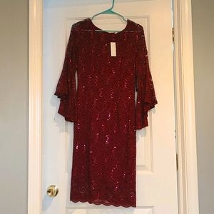 2/$20 NY & Co Maroon Sequin dress
